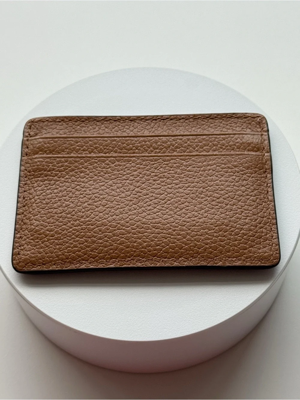 Michael Kors Tan Pebbled Leather Card Holder with Gold Logo